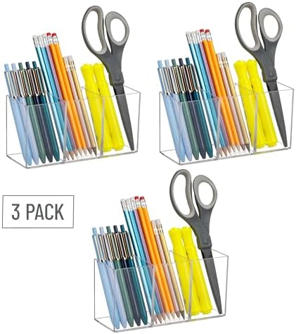 Mind Reader Pen and Accessories Holder, Desktop Organizer, Makeup Organizer, Office, Acrylic, 7"L x 2.5"W x 3.5"H, Set of 3, Clear - Image 7