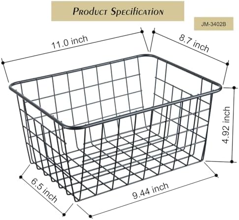 JUNCHU CHERRY Wire Kitchen Storage Basket 4 Packs,Perfect Pantry Organization Accessories Baskets,Laundry Basket,Countertop Organiztion,Suitable for Kitchen,Bathroom,Bedroom,Tabletop,Stackable,Silver - Image 3