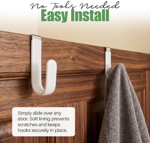 Evelots Over the Door Hooks, 4 Pack Heavy Duty Coat, Hat & Towel Hangers - Image 3
