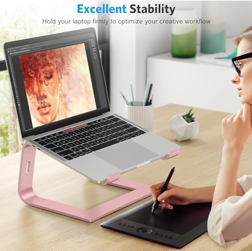 OMOTON Laptop Stand, Detachable Mount for MacBook Air/Pro Dell HP Rose Gold - Image 3