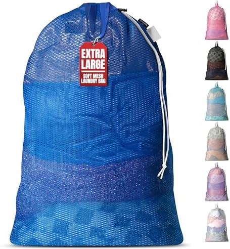 Handy Laundry Mesh XL Laundry Bag 24"x36" with Shoulder Strap, Blue by Handy+Laundry