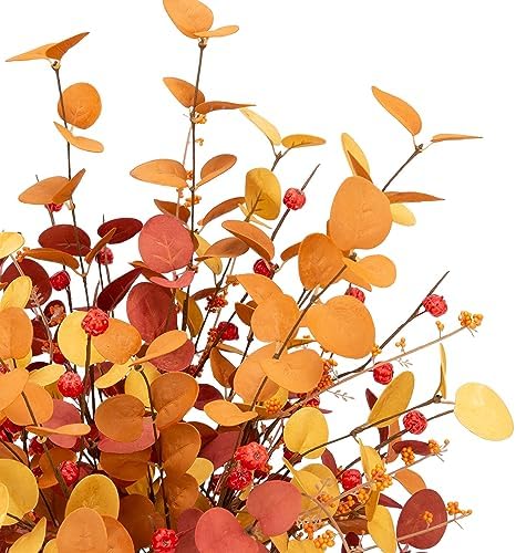 6 Pcs Aritificial Eucalyptus Stems Fall Decorations Leaves Spray Autumn Decorations with Fall Flowers Branches and Fall Plants for Fall Floral Arrangements - Image 3