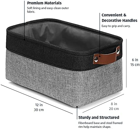 OrganiHaus 12x8in Canvas Storage Baskets, 6 Pack - Fabric Bins for Shelves - Image 2