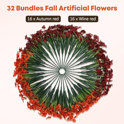 Geegoods Artificial Mum Flowers for Outdoors, 32 Bundles UV Resistant - Image 6