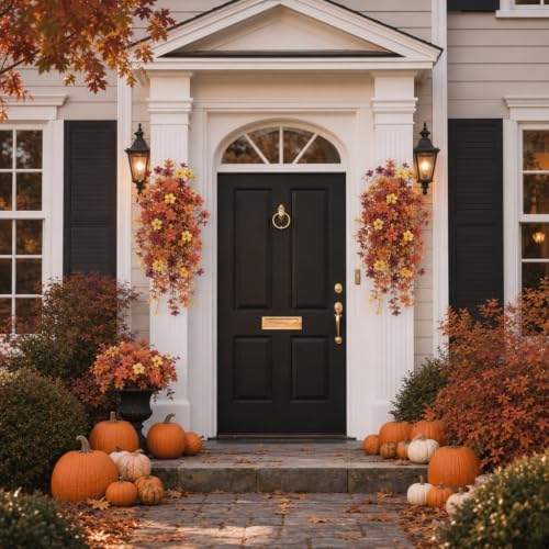 2Pcs Artificial Fall Flowers Realistic Plants for Hanging Outdoor Decor - Image 4