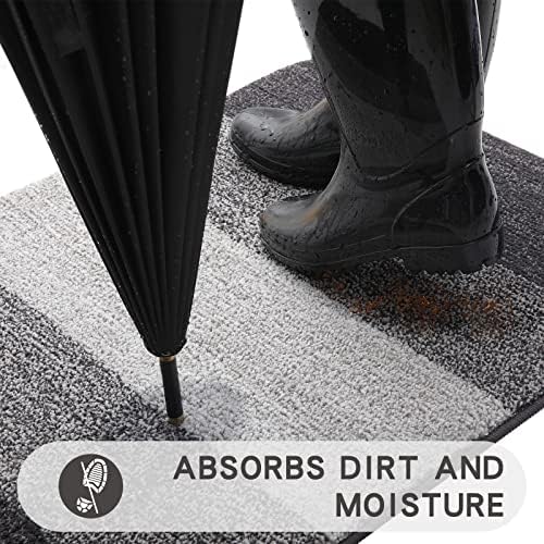 Kitinjoy Indoor Outdoor Door Mat, 30x27 Non-Slip Dirt Trapper Doormats - Image 2