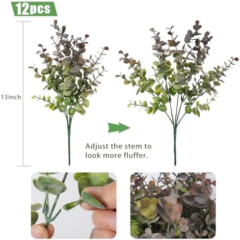 RECUTMS 12 Bundles Artificial Eucalyptus Greenery Stems 13In Dusty Purple - Image 4