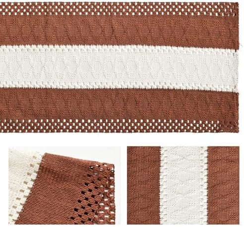 Artoid Mode Caramel Farmhouse Woven Table Runner 12x120 Inch - Image 6