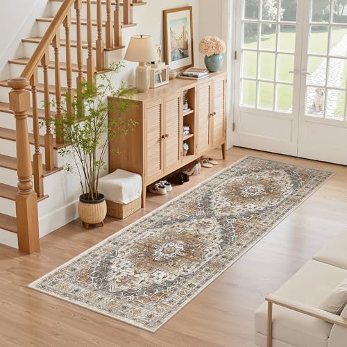 Madane Hallway Runner Rug 2x5 Washable Entry Rugs Non-Slip, Turmeric/Grey - Image 3