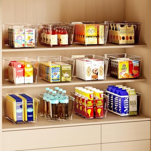 12 Pack Clear Storage Bins, Pantry Organizer Bins with Handle, XL - Image 2