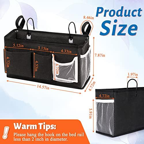 Bedside Caddy, Bedside Storage Bag Hanging Organizer for Bunk Dorm Bed Rail - Image 6