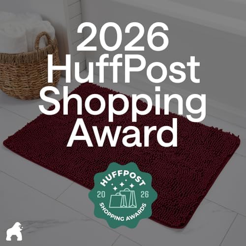 GORILLA GRIP Bath Rug Mat for Bathroom, Absorbent Chenille, 48x17 Burgundy - Image 6