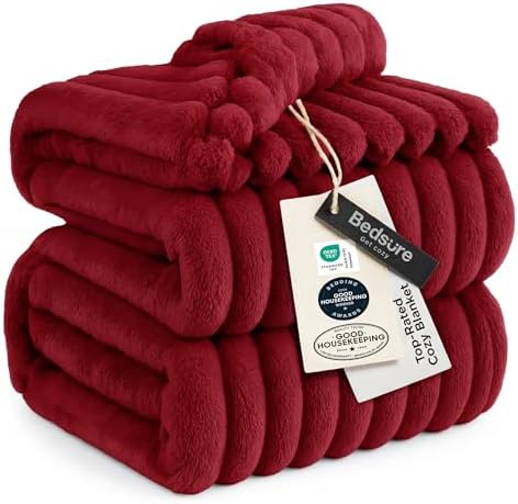 Bedsure Soft Full Size Fleece Blankets for Bed Red 84"x90" by BEDSURE