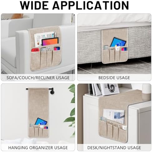 Remote Control Holder Couch Caddy, Armchair Caddy for Recliner 5 Pockets - Image 3