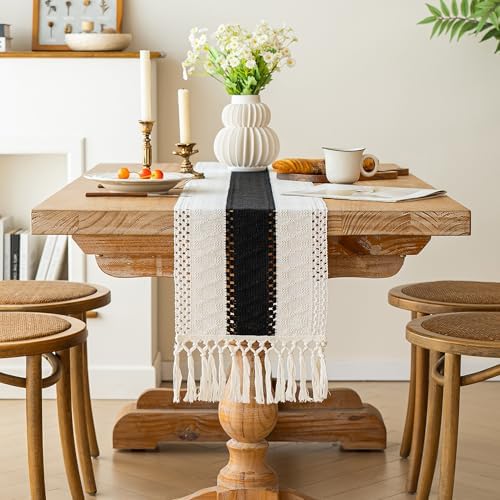 FEXIA Farmhouse Table Runner for Home Decor 12x60 Black Fall Home Decor - Image 3