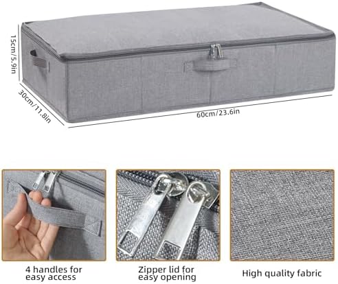 Under Bed Storage Container,Grey,23.6x11.8x5.9 Inch,3 Pack - Image 5