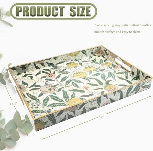 Spsyrine Plastic Serving Tray with Handles for Coffee Table, Lemon - Image 3