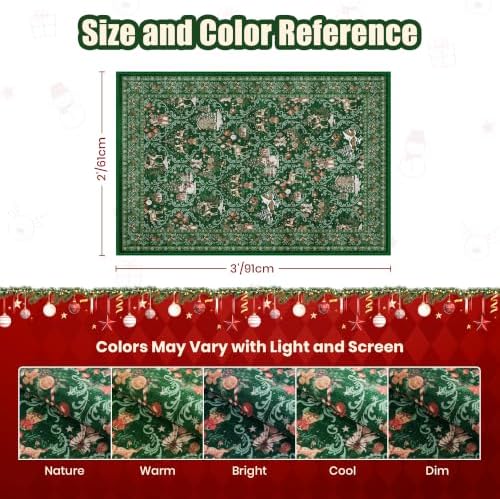 Christmas Area Rug 2x3, Washable Rugs for Entrance (2'x3', Green) - Image 2