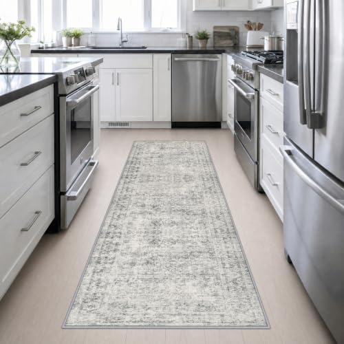 3x10 Washable Runner Rug：Modern Abstract Soft Carpet Black Grey - Image 4