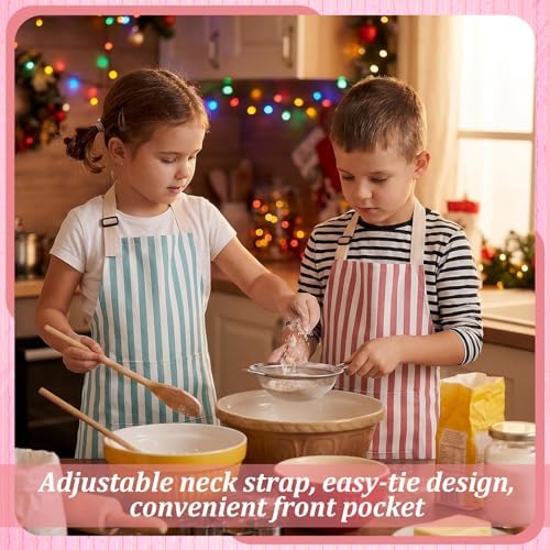 Kids Apron for Cooking Adjustable Striped Kids Apron with Pockets - Image 5