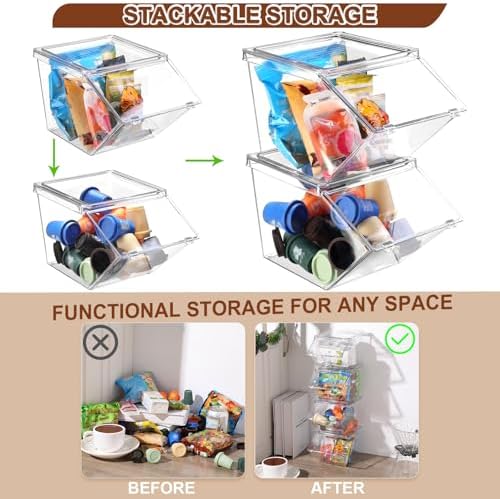 Yerliker 4 Pcs Stackable Storage Bins with Lids Organizer, Clear - Image 4