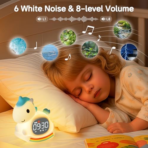 Yiliaw Blue Unicorn Alarm Clock with Night Light for Kids, Ok to Wake Clock - Image 4