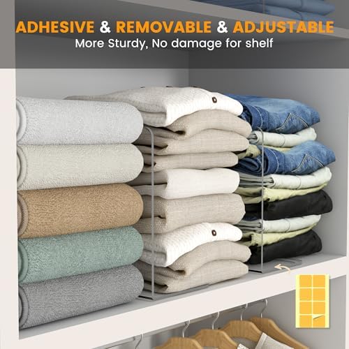 OKPOW Acrylic Shelf Dividers for Closet Organization: 8 Pack Durable Clear Shelves Separators for Clothing Adjustable 12" Tall x 10" Deep - Image 5