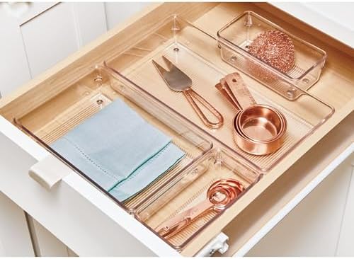 iDesign 4-Piece Kitchen Drawer Organizer Set, Clear - Image 4