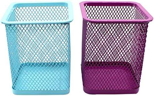 Gullor Square Desktop Pencil Holder, Office Supplies Desk Organizer Makeup Brush Holder, Set of 2, Light Blue and Purple - Image 3