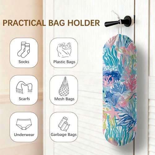 Plastic Bag Holder Dispenser, Plants Plastic Grocery Bag Organizer & Wall Mount Paper Trash Bag Saver Storage for Kitchen Home Pantry Decor, Shopping Bags Storage Dispenser - Image 4