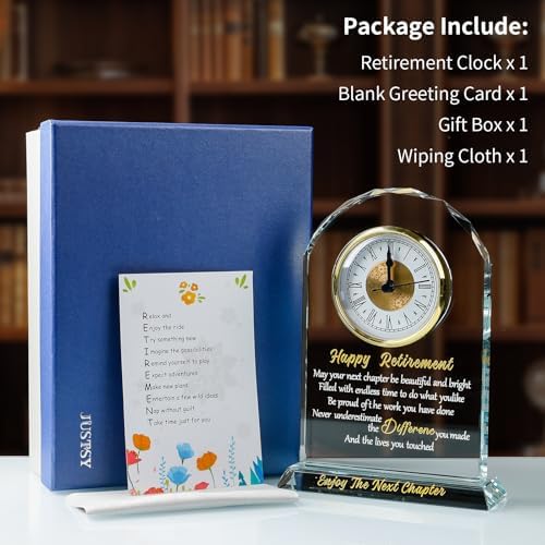 Happy Retirement Gift for Women & Men, Glass Desk Clock Keepsake Funny Retired Plaque Gifts for Friends Boss Teacher Coworker Nurse - Image 7