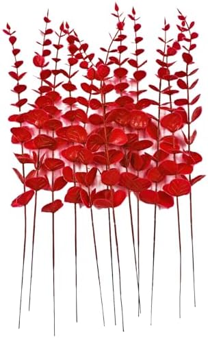 Eucalyptus Stems 12 PCS Artificial Leaves Home Office House Table Decor Wedding Bouquet Ceremony Party Flower Decoration Vase Forever Live Never Fade by SPDTECH