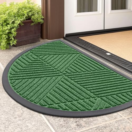 Smiry Half Circle Front Door Mat Outside Entrance, Rubber Doormat, 29.5x17 by Smiry