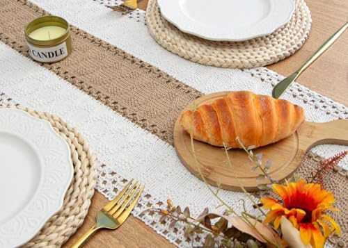FEXIA Boho Table Runner for Fall Home Decor 12x72 Farmhouse Woven Runner - Image 7