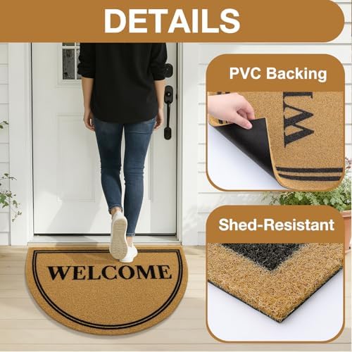 OLANLY Half Circle Door Mat 30x17, Low Profile Doormat (Welcome) - Image 4