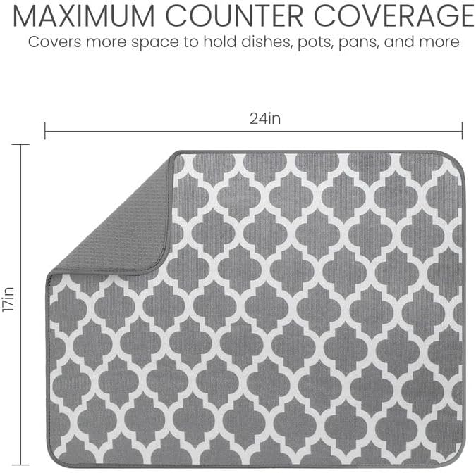 Bellemain Dish Drying Mat, Drying Matt Kitchen Counter, 17"x24" -Trellis - Image 2