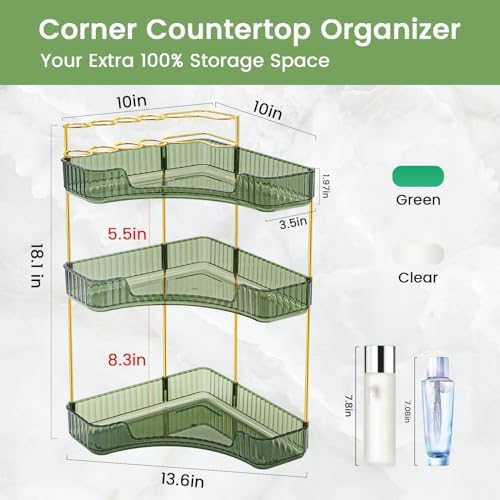 Makeup Organizer 3 Tier Bathroom Counter Organizer with Makeup Brush Holder - Image 4