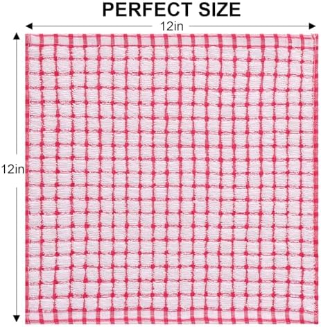 Kitinjoy Cotton 12 Pack Terry Kitchen Dish Cloths, Red - Image 2