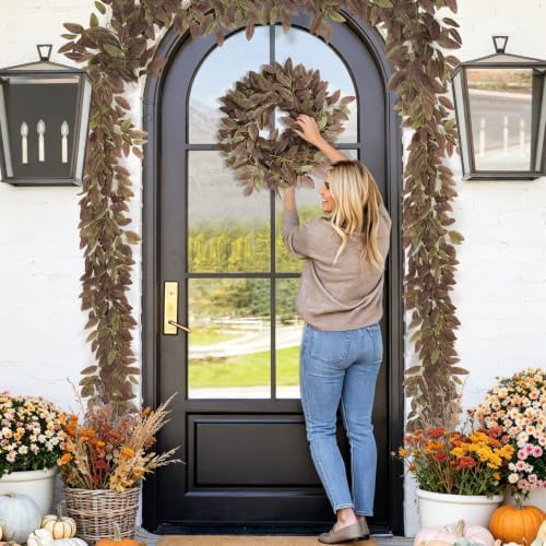 RECUTMS Artificial Eucalyptus Leaves Vine 6Ft 1PC Brown Ivy Garland - Image 6