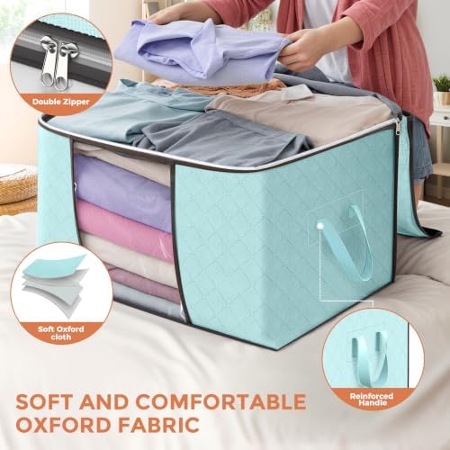 90L Large Storage Bags, 4 Pack Clothes Storage Bins Closet Organizers - Image 4