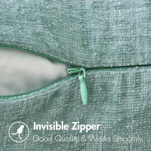 MIULEE Soft Chenille Throw Pillow Covers Aqua Green 20x20 Inch Pack of 2 - Image 3
