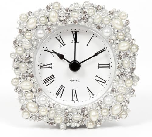 Vintage Table Clock, Silver Shelf Clock, Small Clock for Home Bedroom Office Desktop Decor by thewense