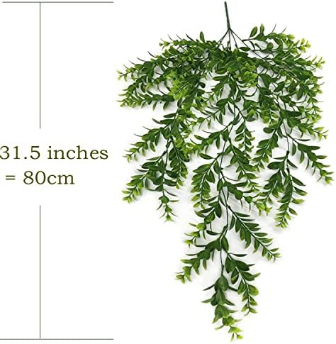 Artificial Hanging Vines, Fake Greenery Ivy Plastic Leaves Plants Faux Plant Foliage for Wedding Party Home Garden Wall Office Bedroom Decoration Indoor Outdoor Baskets Lights DIY Table Decor - 4 Pack - Image 5
