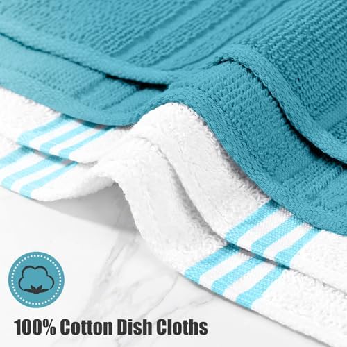 Oven Mitt and Pot Holders Sets, Quilted Cotton Terry Cloth,Non-Slip Pot Holder, Silicone Oven Mitt Heat Resistant, Oven Mittens 7.3"x14.2", Hot Pad 7"x10" & Dish Cloths 13"x25" - Image 4