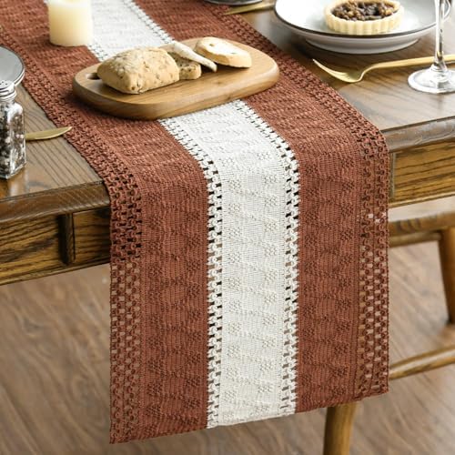 Artoid Mode Caramel Farmhouse Woven Table Runner 12x120 Inch by ArtoidMode