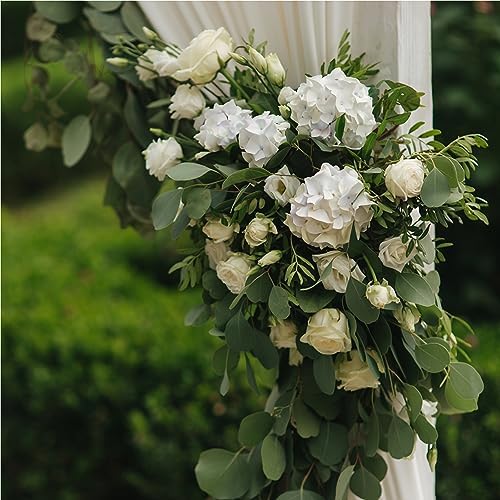 Auihiay 26 Pieces Hydrangea Artificial Flowers Silk Hydrangea Flowers Artificial Flowers Heads with Stems for Home Wedding Party Decorations (Ivory) - Image 6
