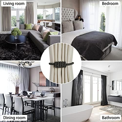 BEL AVENIR Magnetic Curtain Tiebacks 6 Pack Hand-Woven Curtain Ties - Image 5