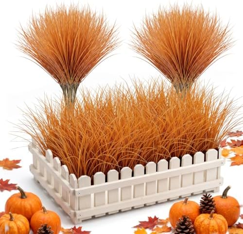 RECUTMS 12Pcs Artificial Fall Plants Outdoor UV Resistant Faux Monkey Grass by RECUTMS