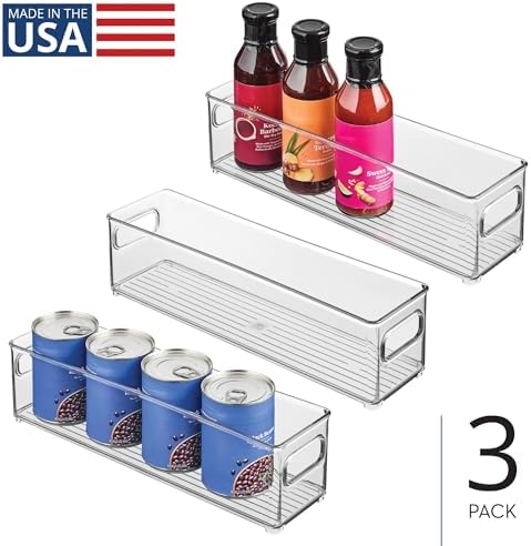 iDesign Stackable Fridge Bin with Handles, Set of 3, Clear - Image 2