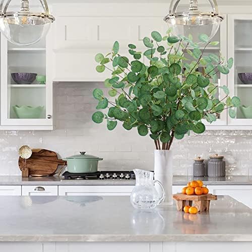 Agusbagli 12 Pcs Artificial Eucalyptus Stems 28'' Tall Faux Eucalyptus Silver Dollar Leaf Branches Greenery Plants Stems Decorations for Vase Home Wedding Centerpieces Floral Arrangements - Image 2